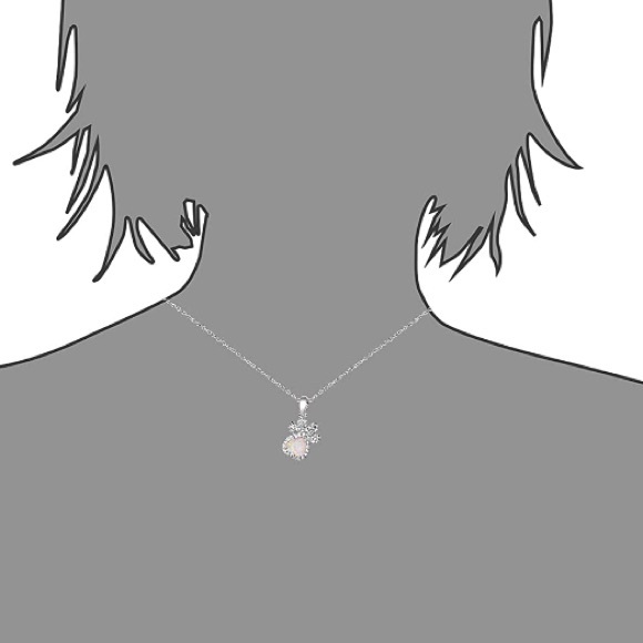 Sparkling Opal Paw Print Fine Jewelry Necklace - Picture 4 of 4